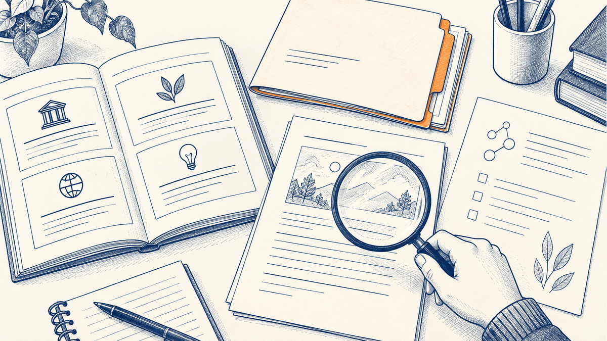 A course catalog, proposed course folder, and sample lesson arranged for review