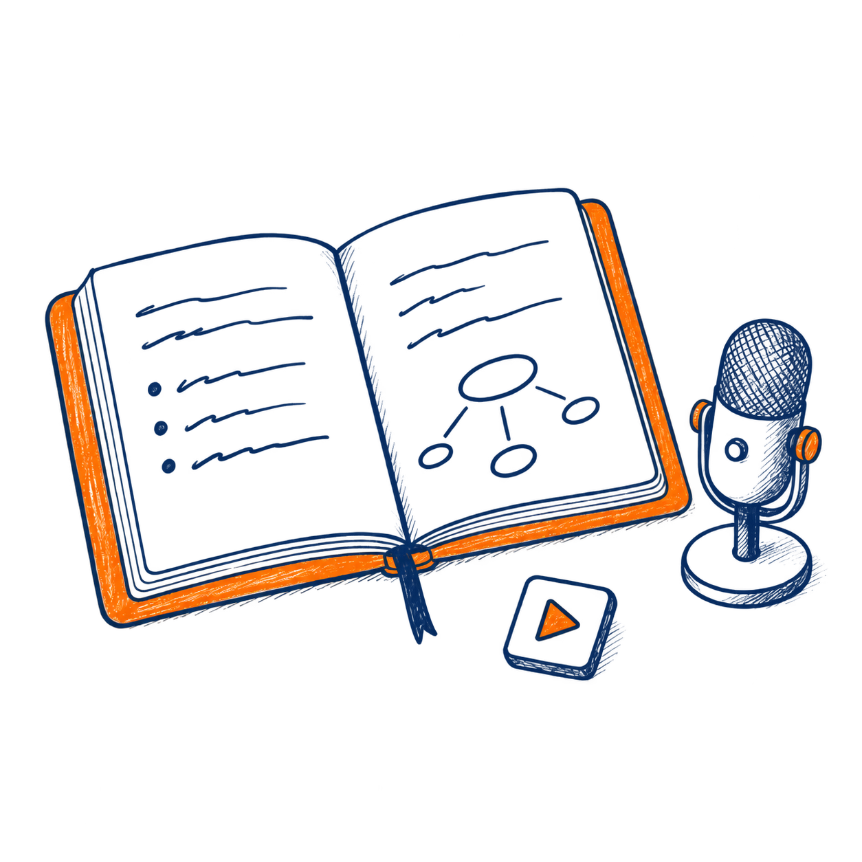 A program notebook and microphone for production